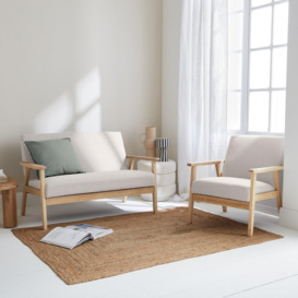 Armchair And 2-seater Sofa In Hevea Wood - thumbnail 3