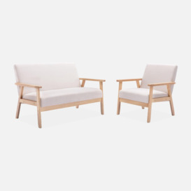 Armchair And 2-seater Sofa In Hevea Wood - thumbnail 1