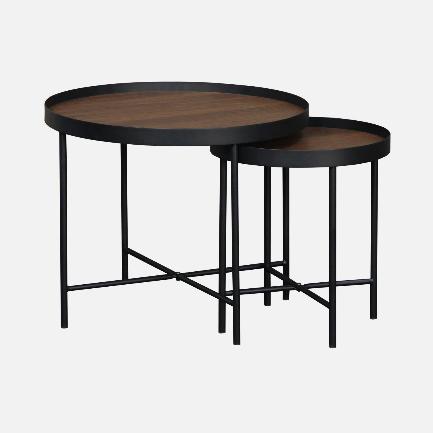 Wood-effect Round Nesting Tables - image 1