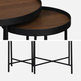 Wood-effect Round Nesting Tables - thumbnail 3