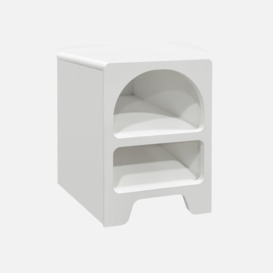 White Wood-effect Organic Bedside Table 2 Storage Niches