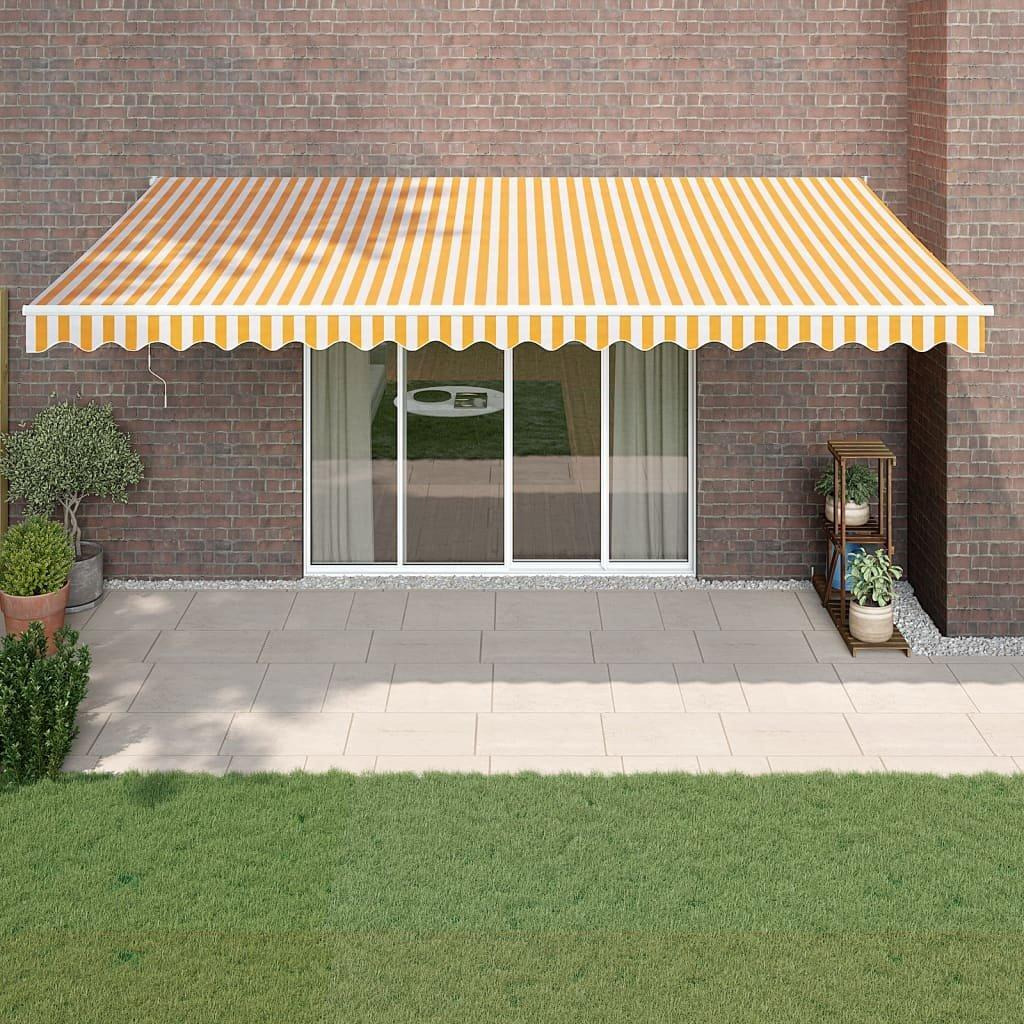 Retractable Awning Yellow and White 5x3 m Fabric and Aluminium - image 1
