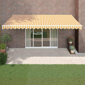 Retractable Awning Yellow and White 5x3 m Fabric and Aluminium