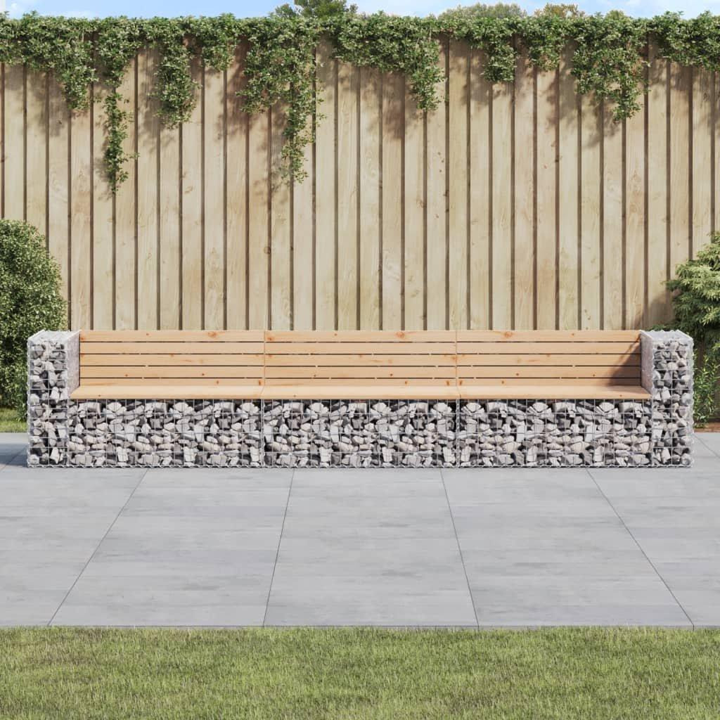 Garden Bench Gabion Design 347x71x65.5 cm Solid Wood Pine - image 1