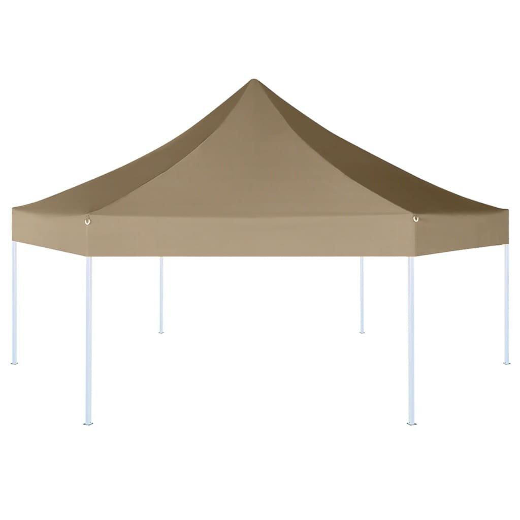Hexagonal Pop-Up Foldable Marquee 3.6x3.1 m Taupe 220g/mÂ² - image 1