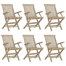 Folding Garden Chairs 6 pcs Grey 56x61x89 cm Solid Wood Teak - thumbnail 3