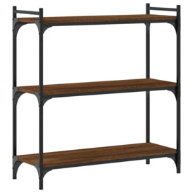 Bookcase 3-Tier Brown Oak 80x30x86 cm Engineered Wood - thumbnail 2