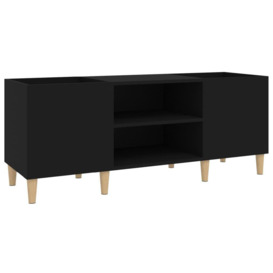 Record Cabinet Black 121x38x48 cm Engineered Wood - thumbnail 2