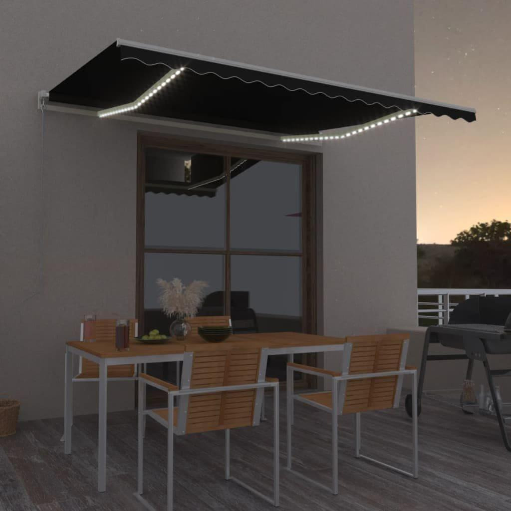 Manual Retractable Awning with LED 400x350 cm Anthracite - image 1