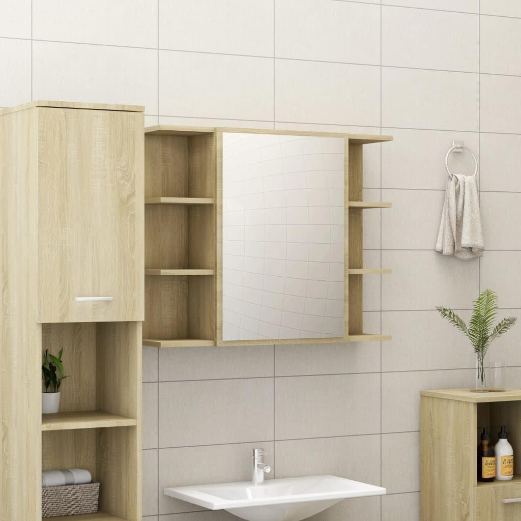 Bathroom Mirror Cabinet Sonoma Oak 80x20.5x64 cm Engineered Wood - image 1