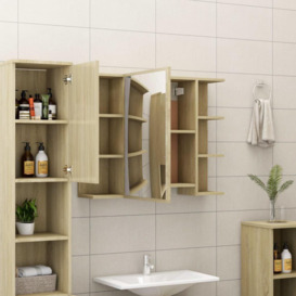 Bathroom Mirror Cabinet Sonoma Oak 80x20.5x64 cm Engineered Wood - thumbnail 3