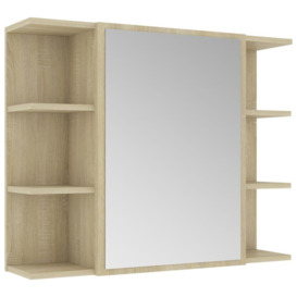 Bathroom Mirror Cabinet Sonoma Oak 80x20.5x64 cm Engineered Wood - thumbnail 2