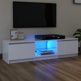 TV Cabinet with LED Lights White 140x40x35.5 cm - thumbnail 1