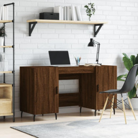 Desk Brown Oak 140x50x75 cm Engineered Wood - thumbnail 1
