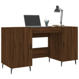 Desk Brown Oak 140x50x75 cm Engineered Wood - thumbnail 3