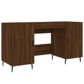 Desk Brown Oak 140x50x75 cm Engineered Wood - thumbnail 2