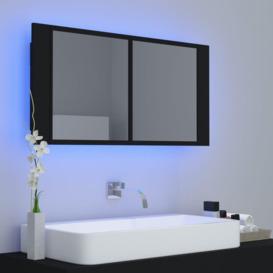 LED Bathroom Mirror Cabinet Black 90x12x45 cm - thumbnail 3