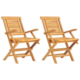 Folding Garden Chairs 2 pcs 56x63x90 cm Solid Wood Teak - thumbnail 2