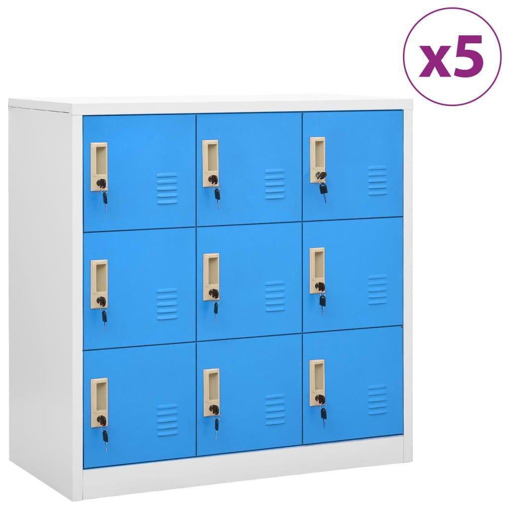 Locker Cabinets 5 pcs Light Grey and Blue 90x45x92.5 cm Steel - image 1
