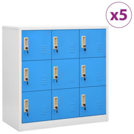 Locker Cabinets 5 pcs Light Grey and Blue 90x45x92.5 cm Steel - thumbnail 1