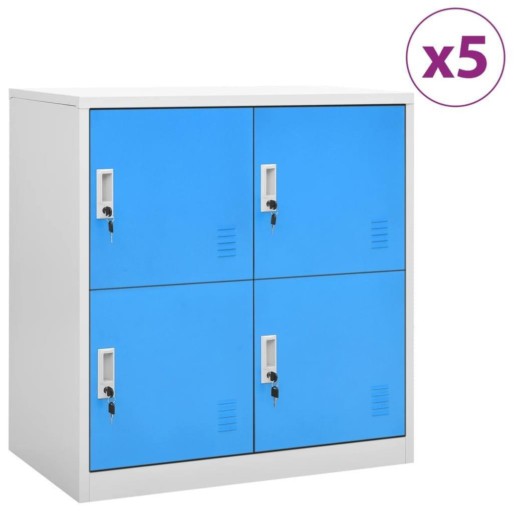 Locker Cabinets 5 pcs Light Grey and Blue 90x45x92.5 cm Steel - image 1