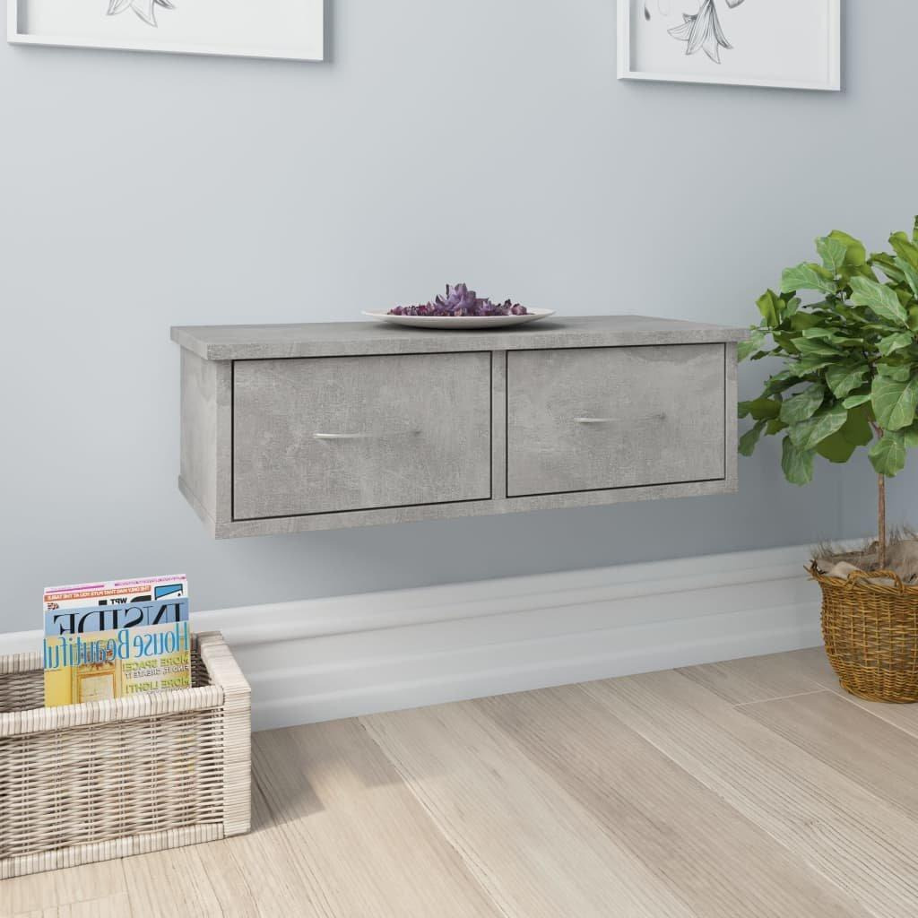 Wall-mounted Drawer Shelf Concrete Grey 60x26x18.5 cm Engineered Wood - image 1