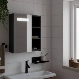 Bathroom Mirror Cabinet with LED Light Black 45x13x52 cm - thumbnail 1