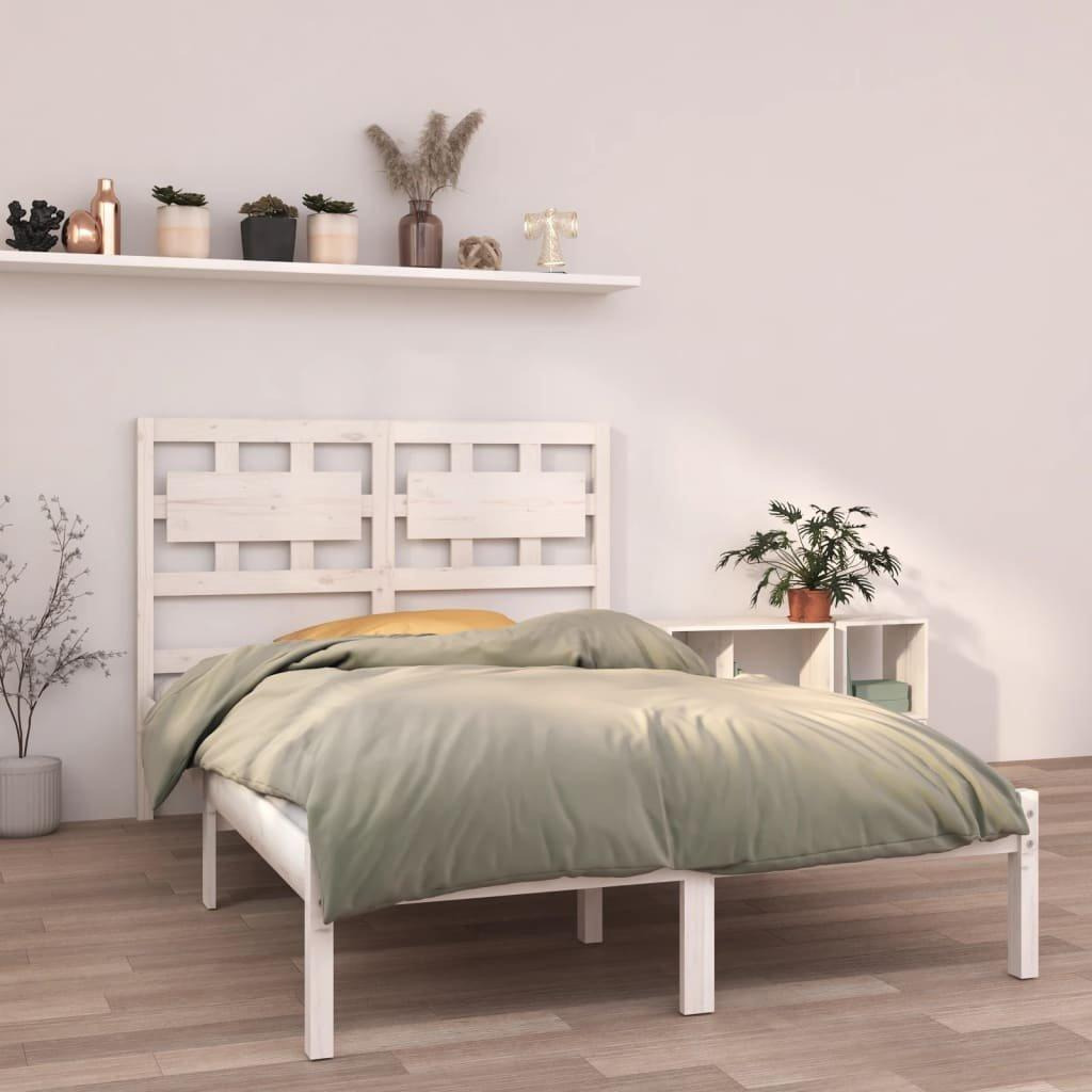 Bed Frame White Solid Wood 140x200 cm - image 1