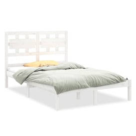 Bed Frame White Solid Wood 140x200 cm - thumbnail 2