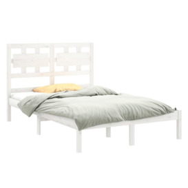 Bed Frame White Solid Wood 140x200 cm - thumbnail 3
