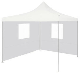 Professional Folding Party Tent with 2 Sidewalls 2x2 m Steel White