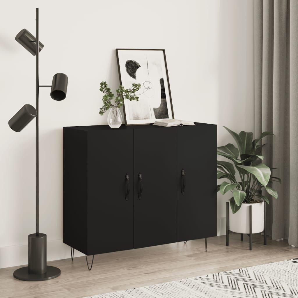 Sideboard Black 90x34x80 cm Engineered Wood - image 1