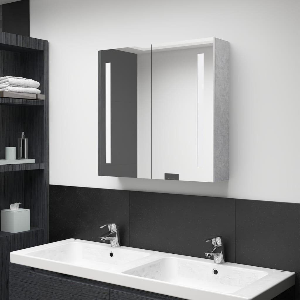 LED Bathroom Mirror Cabinet Concrete Grey 62x14x60 cm - image 1