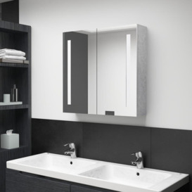 LED Bathroom Mirror Cabinet Concrete Grey 62x14x60 cm