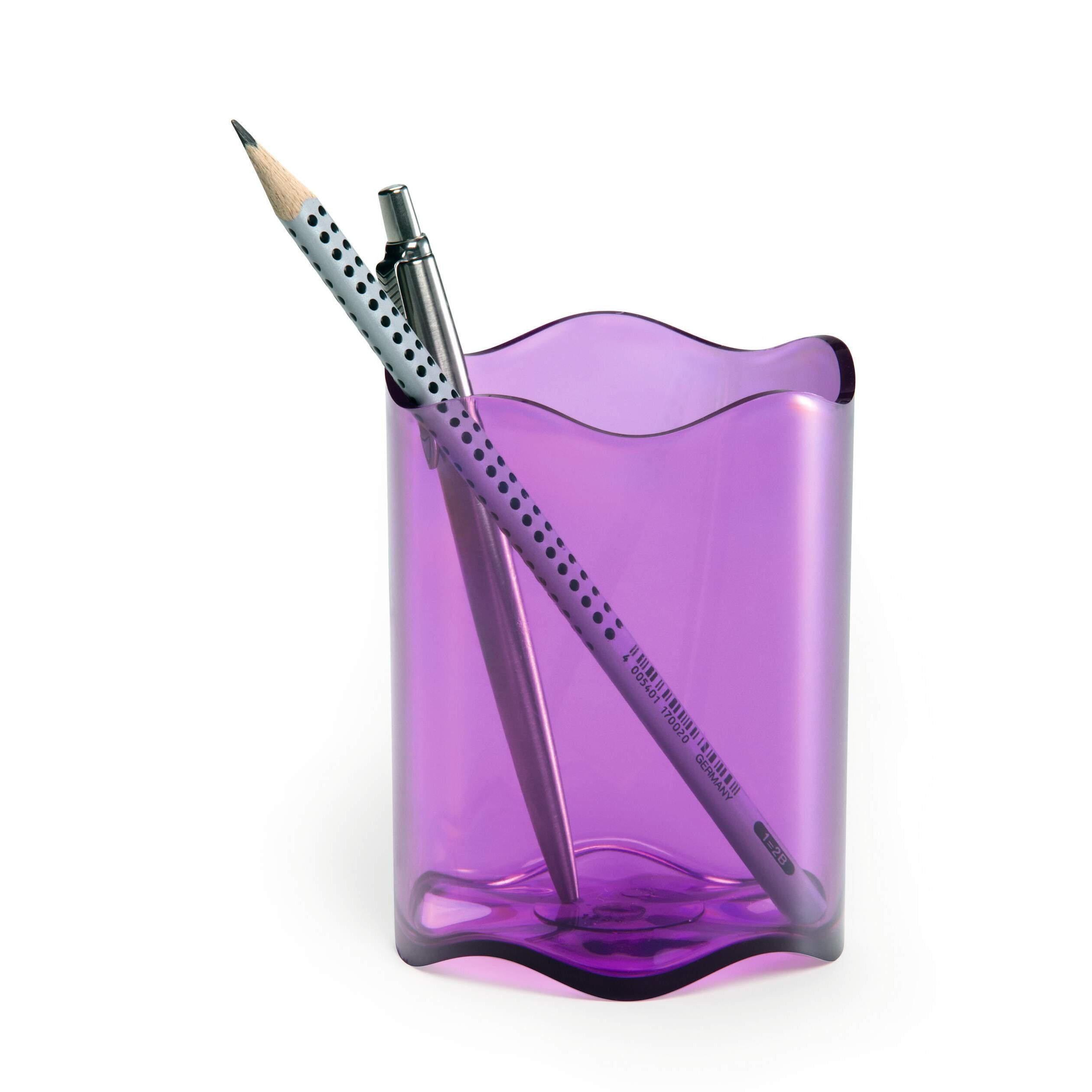 TREND Pen Pot Pencil Holder Desk Tidy Organizer Cup - Clear Purple - image 1
