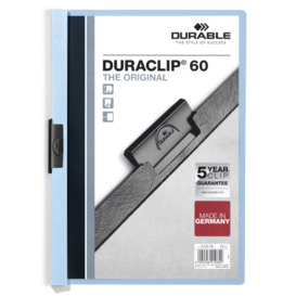 DURACLIP 60 Sheet Document Metal Clip File Folder - 25 Pack - A4 Blue