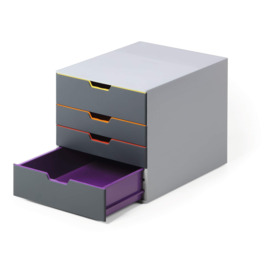 VARICOLOR Desktop Organiser 4 Drawer Colour Coded Modular Storage - A4+ - thumbnail 2