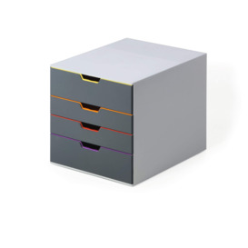 VARICOLOR Desktop Organiser 4 Drawer Colour Coded Modular Storage - A4+