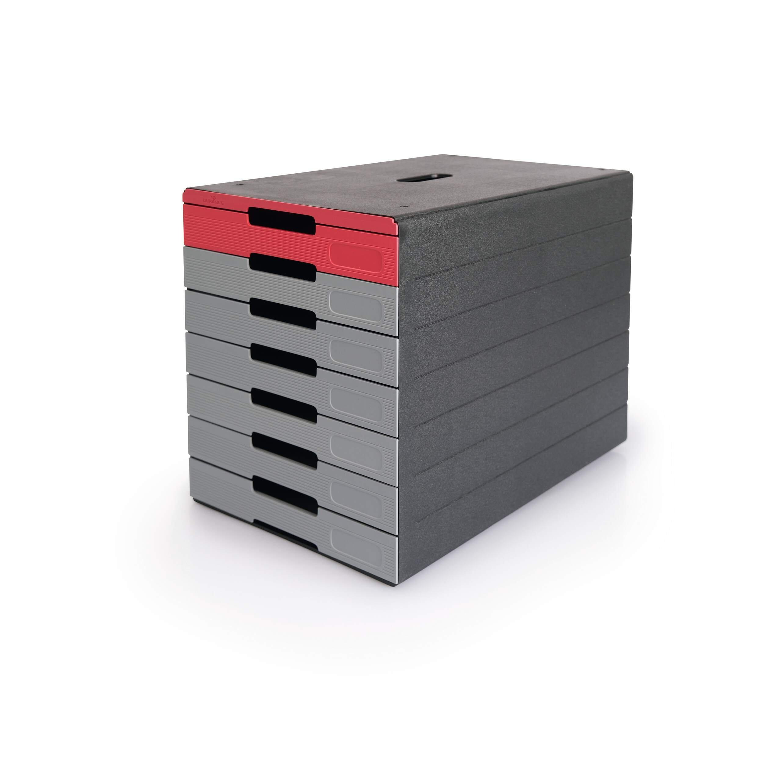 IDEALBOX ECO 7 Drawer Recycled Plastic File Storage Organiser - Red - image 1
