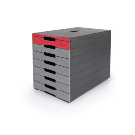 IDEALBOX ECO 7 Drawer Recycled Plastic File Storage Organiser - Red - thumbnail 1