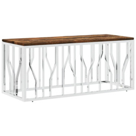 Coffee Table Stainless Steel and Solid Wood Reclaimed - thumbnail 2