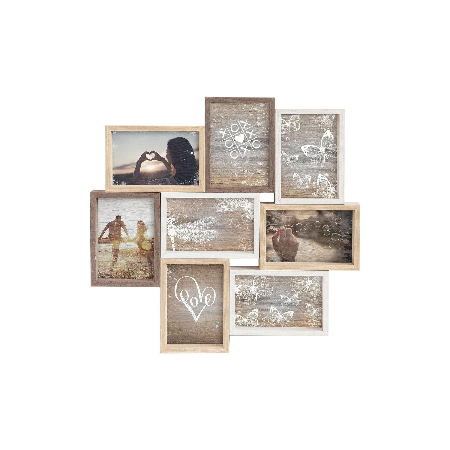 "Accent Photo Collage Frame for 8 Pictures 4x6"" - Mixed Wood Finishes" - image 1