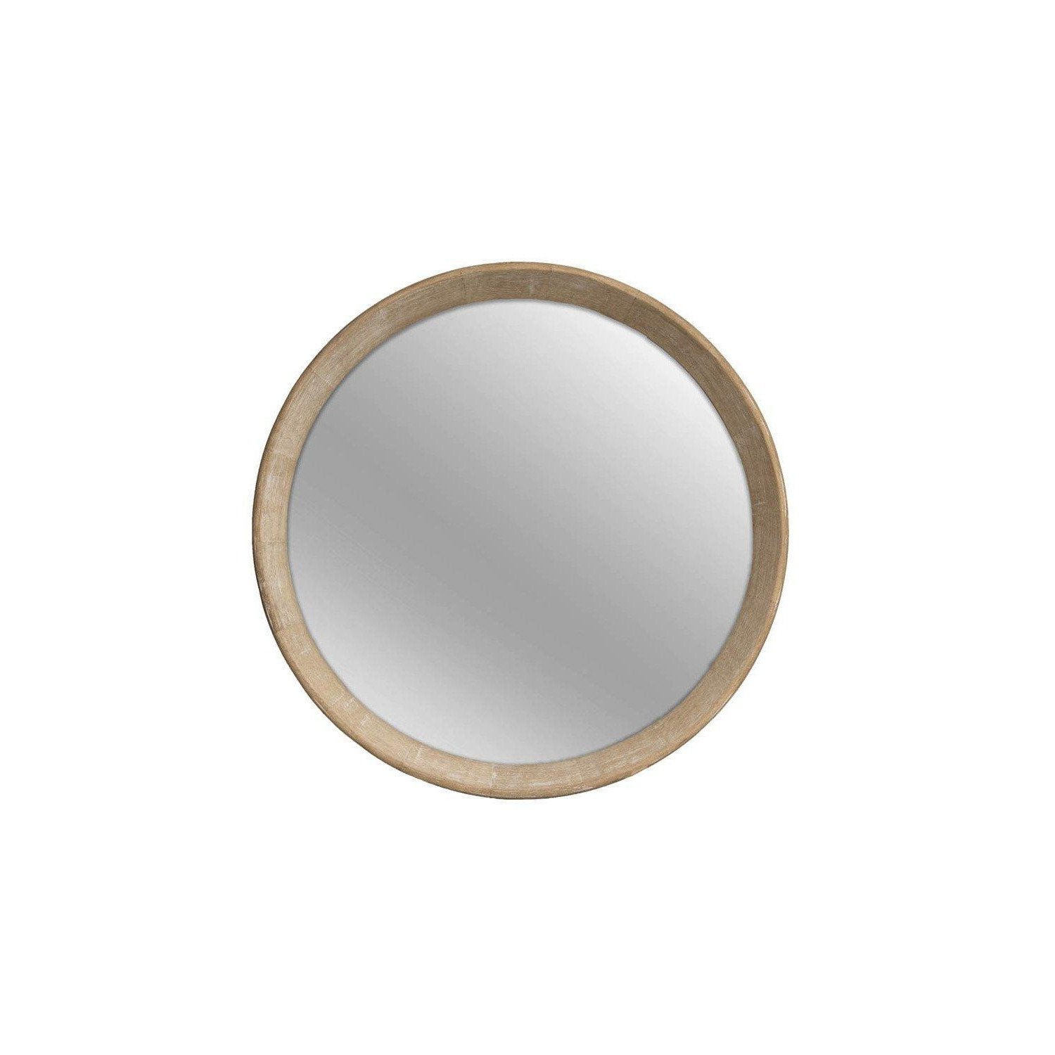 Luna Round Bedroom Wall Mirror Living Room Mirror Whitewashed Wood Finish - 40cm - image 1