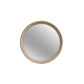 Luna Round Bedroom Wall Mirror Living Room Mirror Whitewashed Wood Finish - 40cm - thumbnail 1