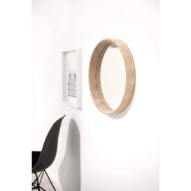 Luna Round Bedroom Wall Mirror Living Room Mirror Whitewashed Wood Finish - 40cm - thumbnail 2
