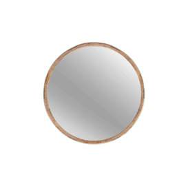 Mauro Round Bedroom Wall Mirror Living Room Mirror Natural Wood Finish - 40cm