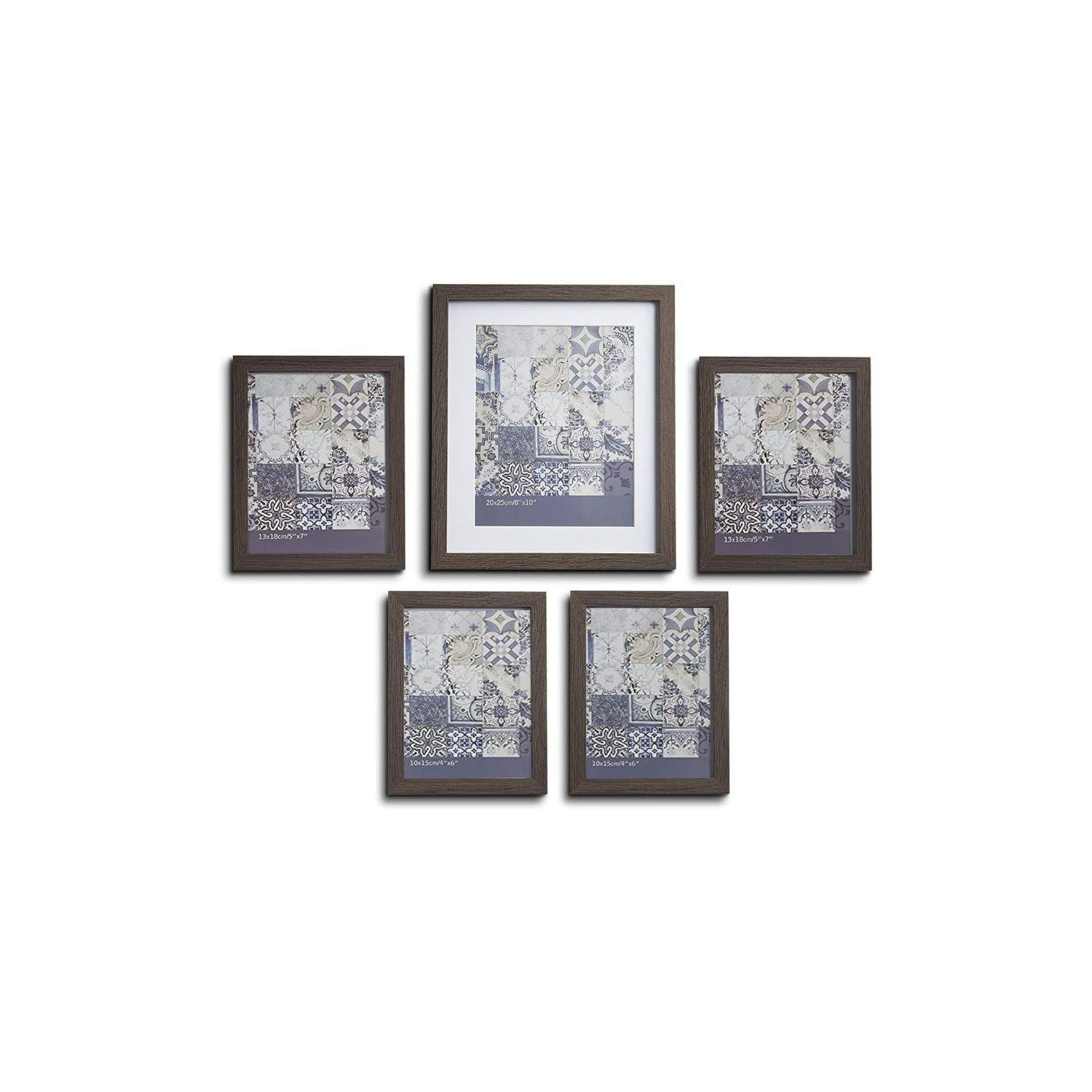 5 piece Waterloo Picture Frame Set Charcoal Grey Black - image 1