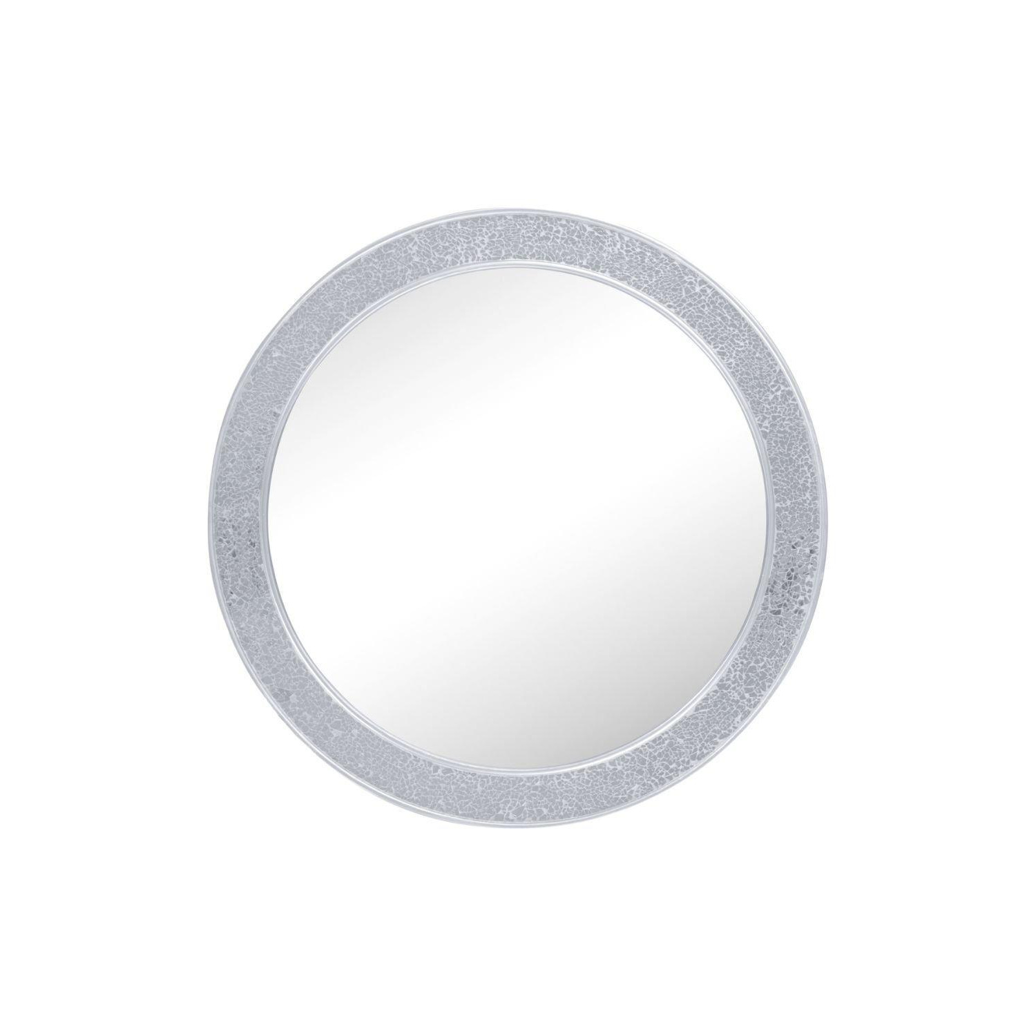 Lewis Crackle Mosaic Round Wall Mirror Silver 74cm - image 1
