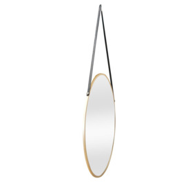Amos Round Metal Mirror With Leather Hanging Strap 50Cm - thumbnail 3