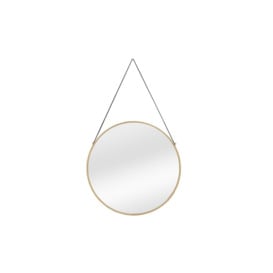 Amos Round Metal Mirror With Leather Hanging Strap 50Cm - thumbnail 1